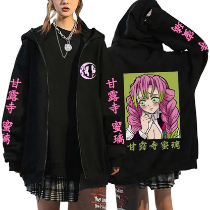 Retro Manga Zip Hoodie with Japanese Streetwear Design