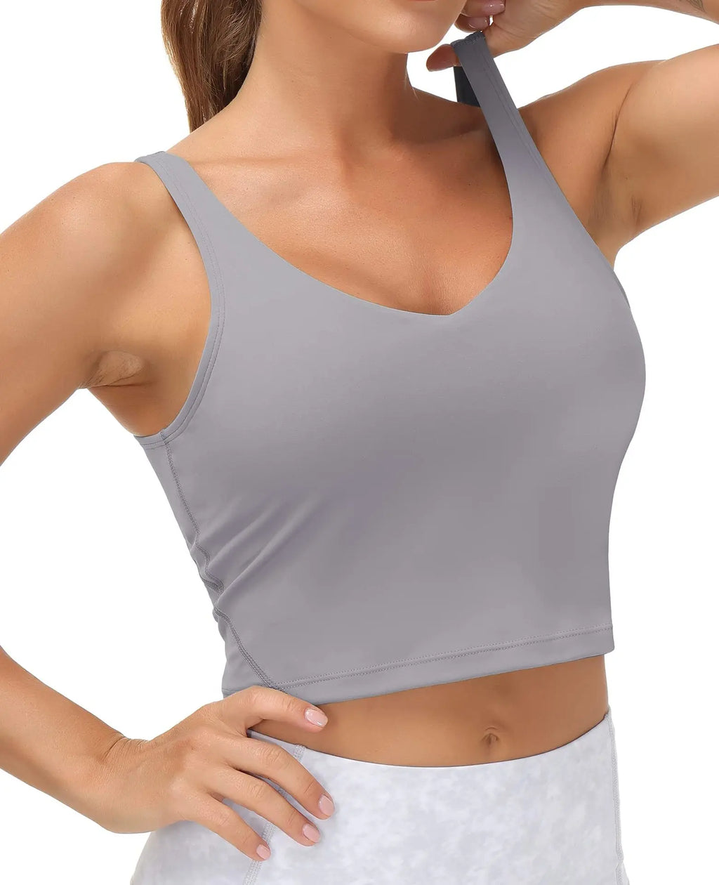 Longline Solid Black Sports Bra with Scoop Neckline and Medium Support