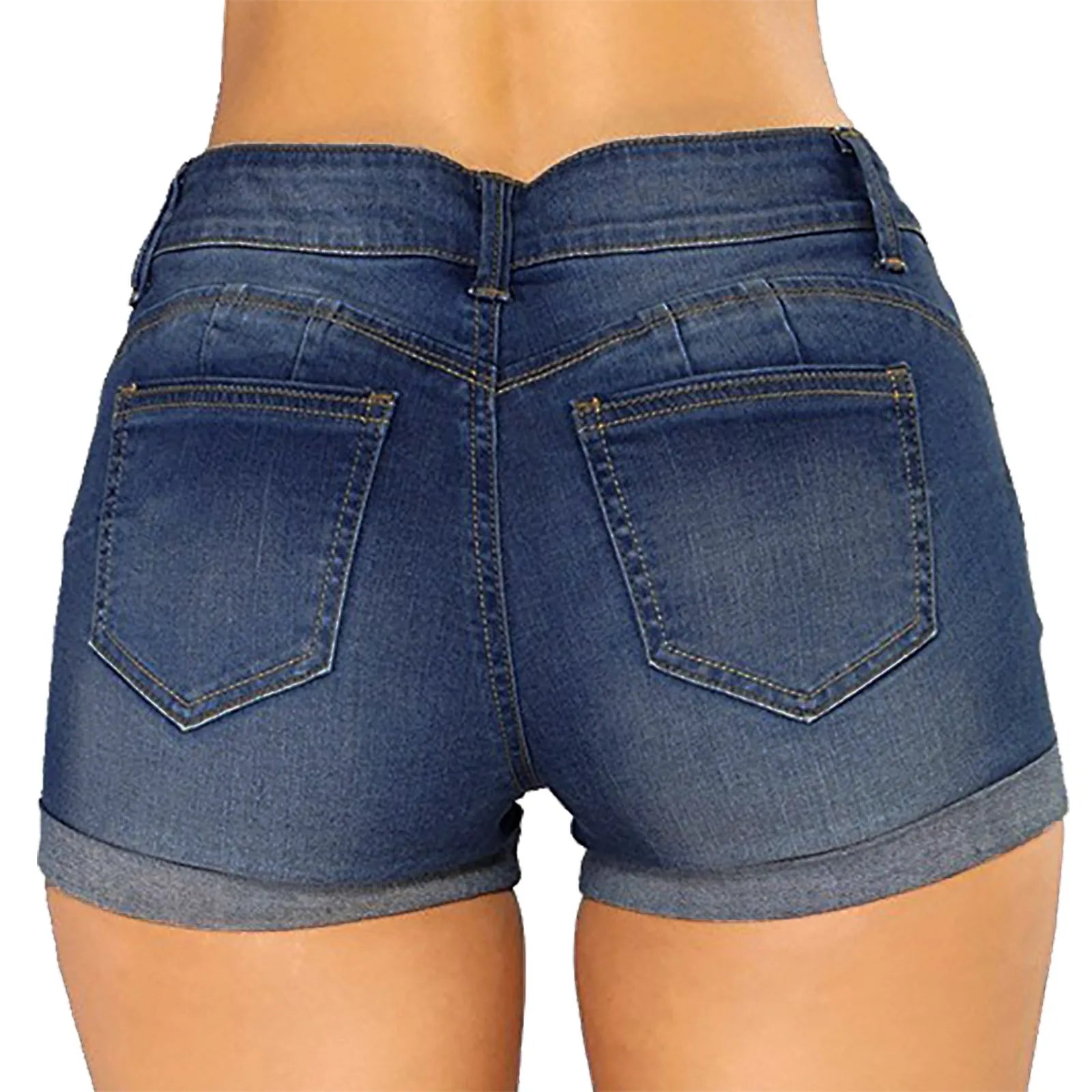 Women's High Waist Cotton Denim Shorts with Distressed Details and Classic Everyday Fit