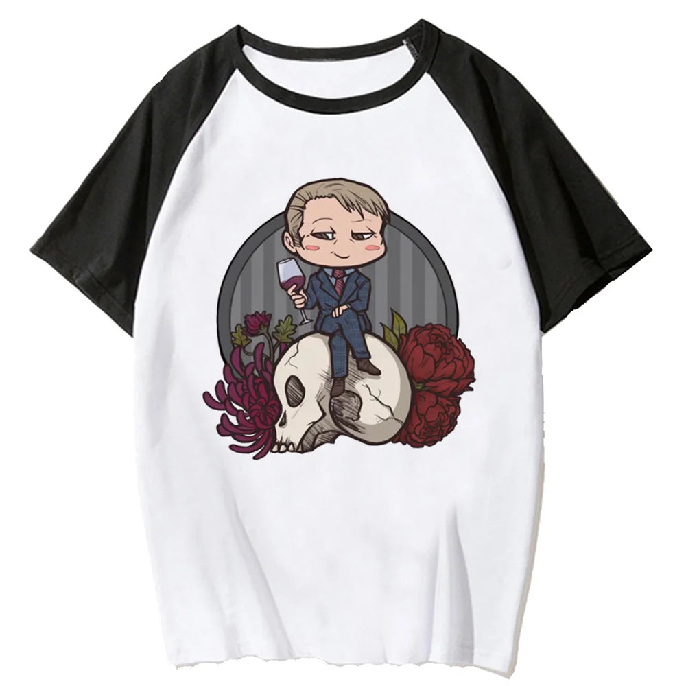 Gothic Chibi Anime Raglan Casual Cotton Streetwear Graphic T-Shirt