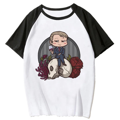 Gothic Chibi Anime Raglan Casual Cotton Streetwear Graphic T-Shirt