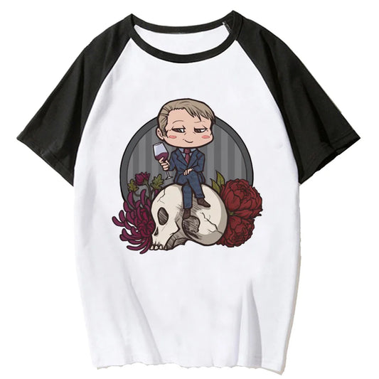 Gothic Chibi Anime Raglan Casual Cotton Streetwear Graphic T-Shirt