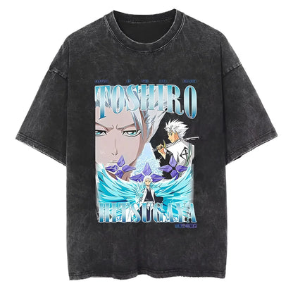 Vintage Anime-Inspired Ice Warrior Streetwear Oversized Cotton Graphic T-Shirt
