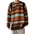 Men's Oversized Retro Pattern Knit Streetwear Pullover Sweater Casual Style