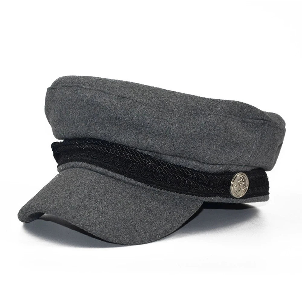 Classic Cotton Blend Military Baker Cap for Vintage Casual Everyday Fashion Style