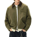 Men's Heavyweight Canvas Workwear Jacket with Utility Pocket Streetwear Design