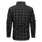 Men's Fleece-Lined Plaid Shirt Jacket with Utility Streetwear Styling
