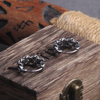 Gothic Knot Hoop Earrings with Alternative Punk Statement Charm Details