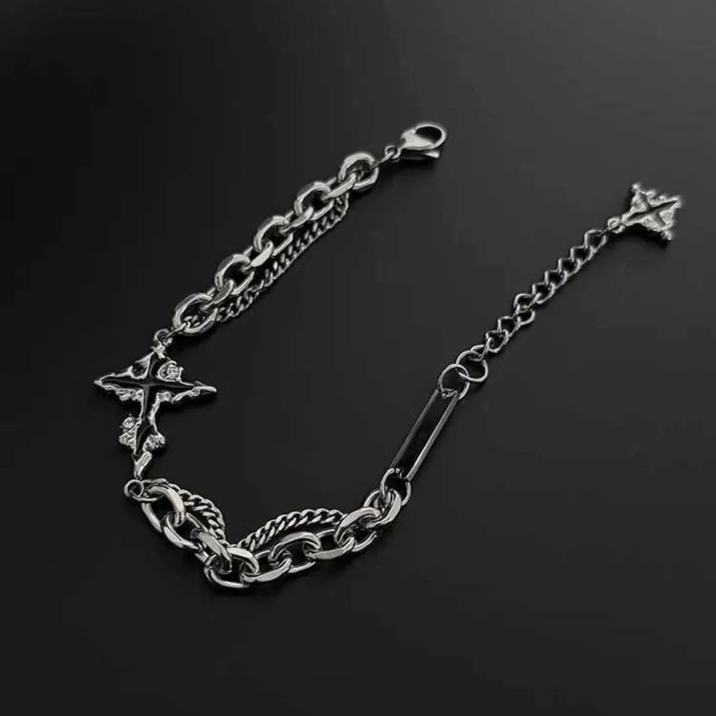 Gothic Cross Charm Layered Chain Bracelet for Punk and Alternative Styling