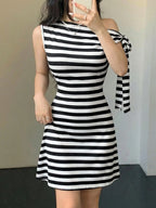 One Shoulder Mini Dress with Draped Detail and Elegant Asymmetrical Silhouette