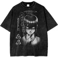 Dark Anime Gothic Oversized Vintage Wash Streetwear Graphic T-Shirt