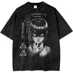 Dark Anime Gothic Oversized Vintage Wash Streetwear Graphic T-Shirt