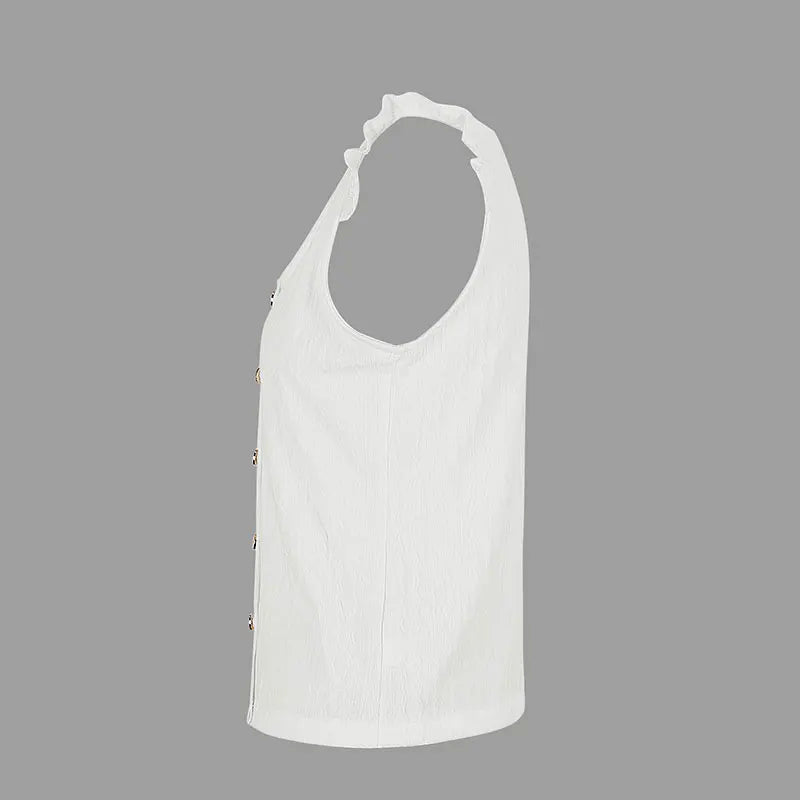 Button Front Knit Tank Top with Slim Fit Casual Everyday Streetwear Style