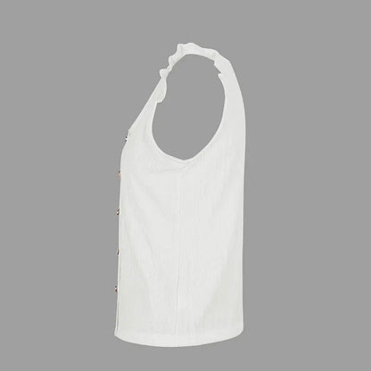 Button Front Knit Tank Top with Slim Fit Casual Everyday Streetwear Style