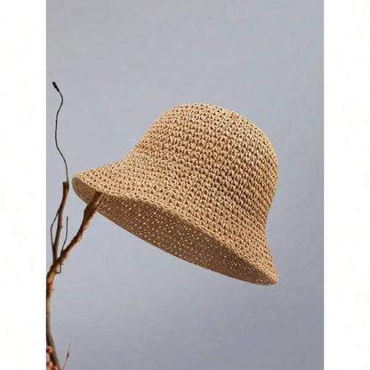 Women's Woven Bucket Sun Hat with Textured Design for Casual Beach and Vacation Wear