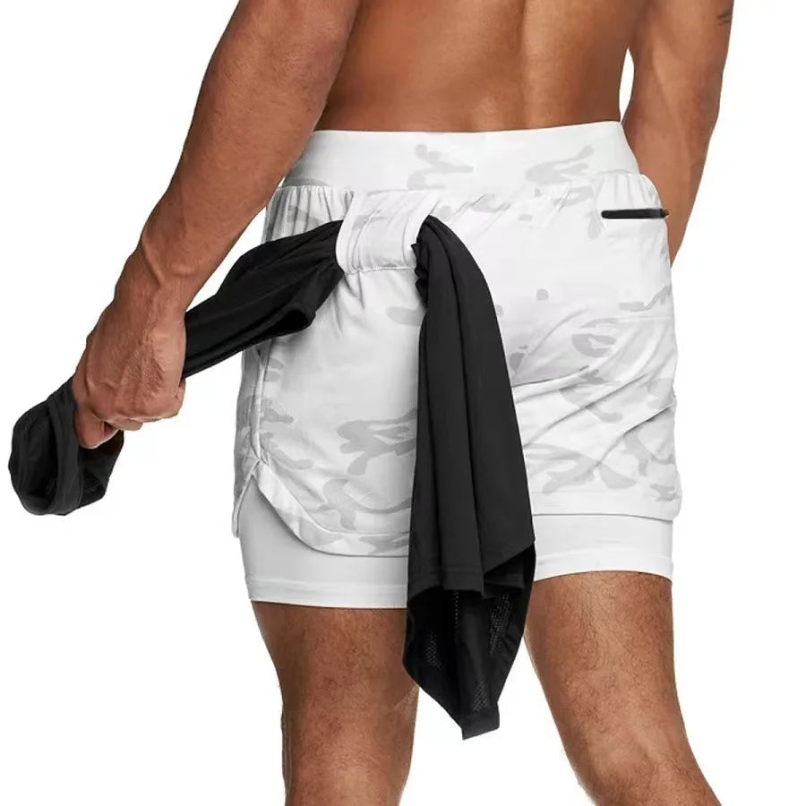 Men's Two Layer Performance Running Shorts with Quick Dry Fabric and Athletic Comfort