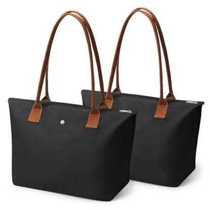Minimal Large Capacity Tote Shoulder Bag with Zip Closure Design
