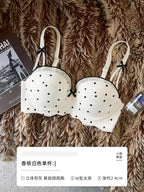Graphic Dot Print Demi Bra and Matching Contrast-Trim Panty Set
