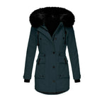 Women's Hooded Thick Padded Utility Jacket with Faux Fur Trim Everyday Winter Streetwear Coat