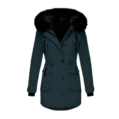 Women's Hooded Thick Padded Utility Jacket with Faux Fur Trim Everyday Winter Streetwear Coat
