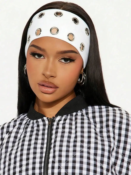 Grommet Detail Headband Punk Alternative Streetwear Hair Accessory