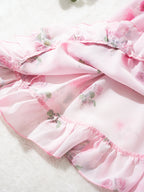 Floral Print Lightweight Slip Nightgown with Feminine Ruffle Trim