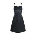 Sleek Black A-Line Slip Dress with Sheer Side Panel Details