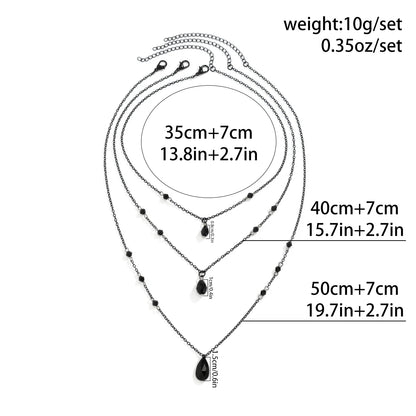 Layered Crystal Drop Necklace Set for Gothic Y2K and Dark Feminine Fashion Styling