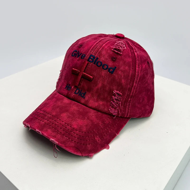 Vintage Washed Embroidered Baseball Cap Adjustable Curved Brim Casual Streetwear Hat