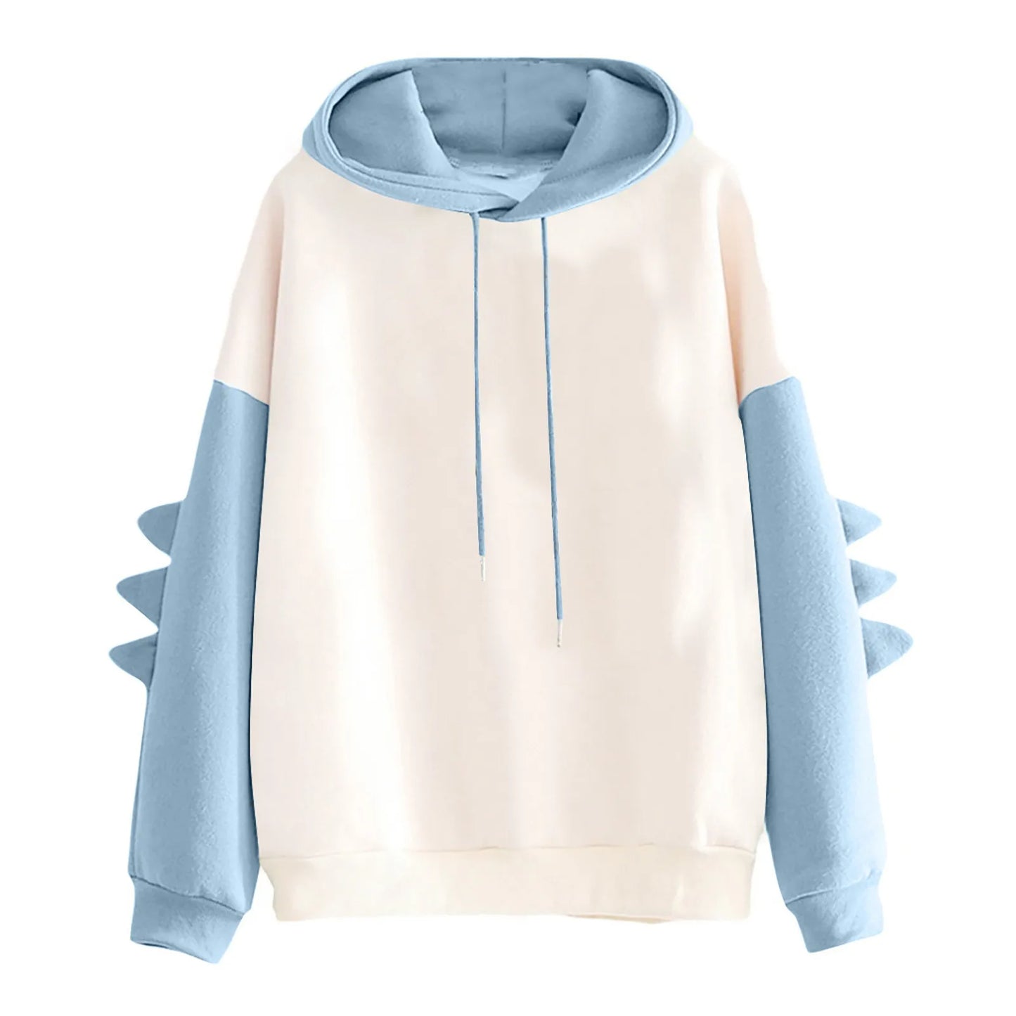 Anime Pastel Streetwear Hoodie with Manga-Inspired Dinosaur Sleeve Accents