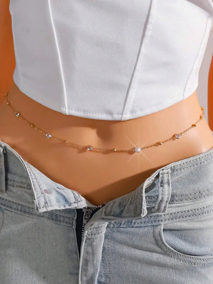 Minimalist Beaded Waist Chain for Y2K Streetwear and Alternative Styling