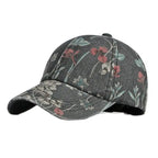 Vintage Floral Print Washed Baseball Cap with Curved Brim for Casual Streetwear Everyday Style
