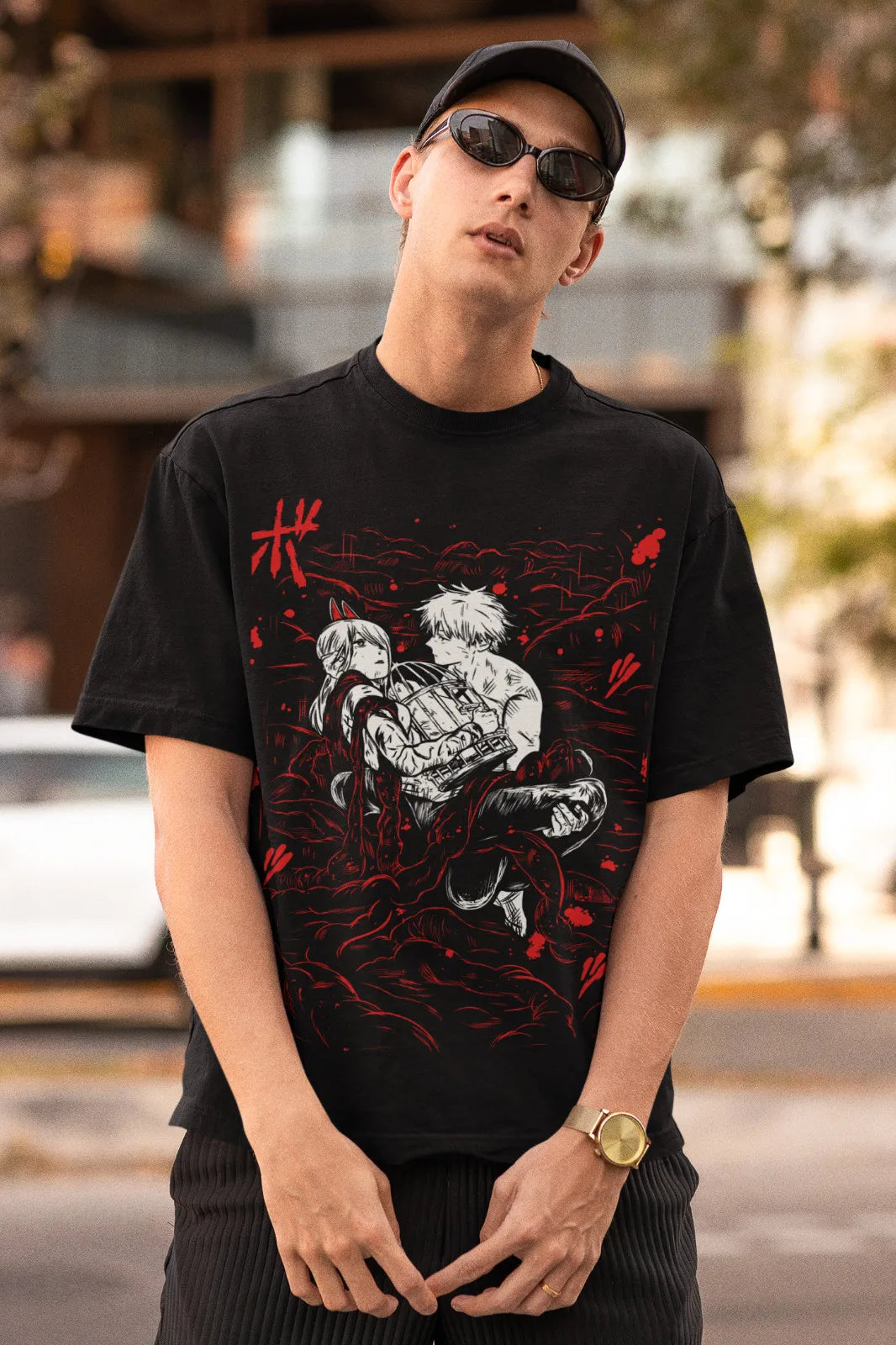 Anime Gothic Berserker Graphic Streetwear T-Shirt with Manga-Inspired Illustration