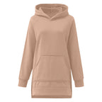 Women's Oversized Longline Pullover Hoodie with Side Split Hem for Contemporary Streetwear Style