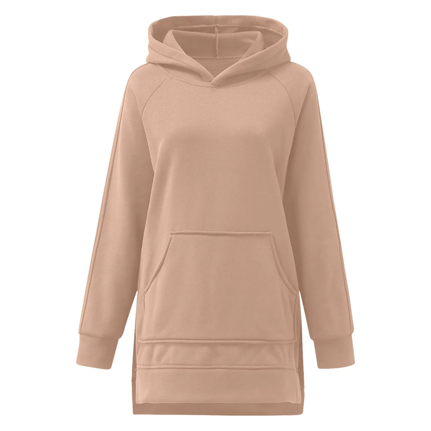 Women's Oversized Longline Pullover Hoodie with Side Split Hem for Contemporary Streetwear Style