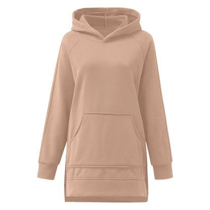 Women's Oversized Longline Pullover Hoodie with Side Split Hem for Contemporary Streetwear Style