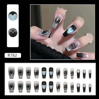 Dark Feminine Press On Nails with Gothic Celestial Alternative Art Design