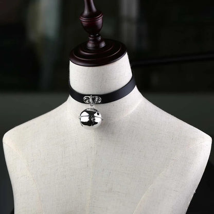 Alternative Bell Pendant Collar Choker Necklace for Gothic Punk Fashion