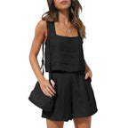 Women's Sleeveless Top and Shorts Co-Ord Set Relaxed Contemporary Outfit