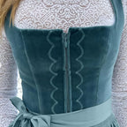 Vintage Inspired Lace Up Bodice Cottagecore Alternative Midi Dress