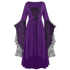 Dark Fantasy Gothic Cape Sleeve Dress with Lace Accents
