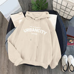 Women's Relaxed Graphic Pullover Hoodie with Minimal Typography Casual Streetwear Sweatshirt
