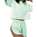 Women's Striped Knit Lounge Co-Ord Set Relaxed Top and Shorts Outfit