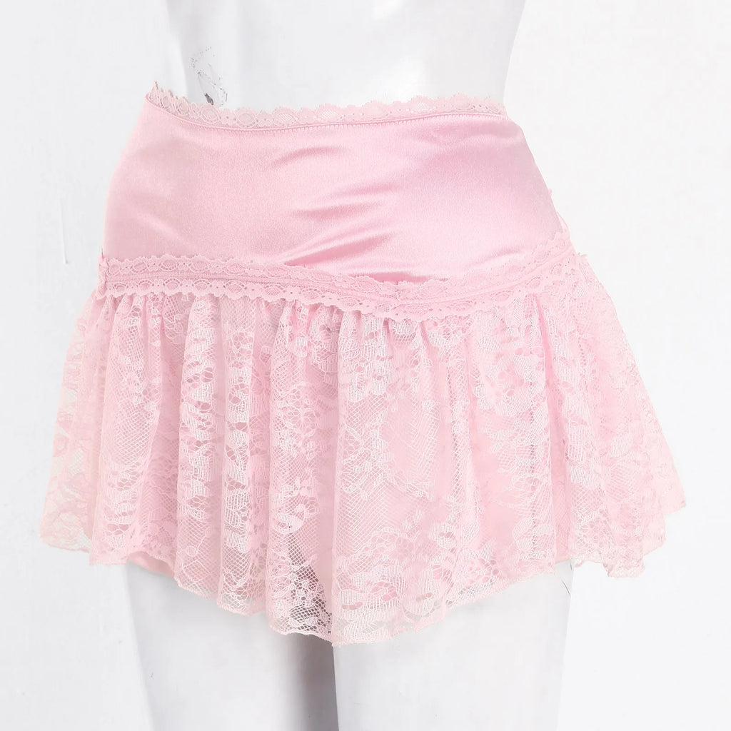 High Waist Satin Pleated Ultra Mini Skirt with Layered Y2K Styling