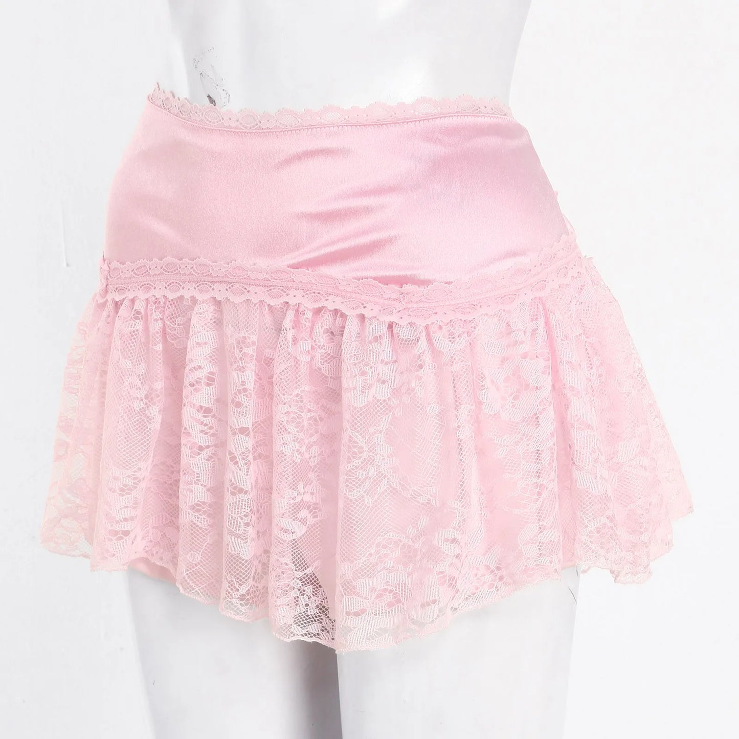 High Waist Satin Pleated Ultra Mini Skirt with Layered Y2K Styling
