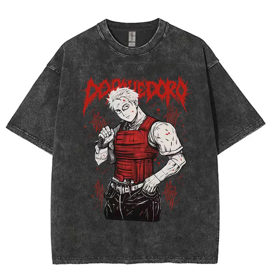 Vintage Anime Goth Graphic Shirt with Distressed Alternative Streetwear Design - BigCat Streetwear