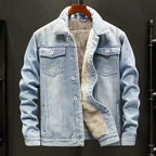 Fleece Lined Denim Jacket with Relaxed Fit Contemporary Streetwear Outerwear