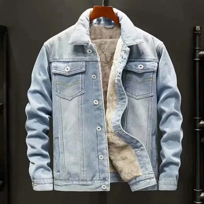 Fleece Lined Denim Jacket with Relaxed Fit Contemporary Streetwear Outerwear