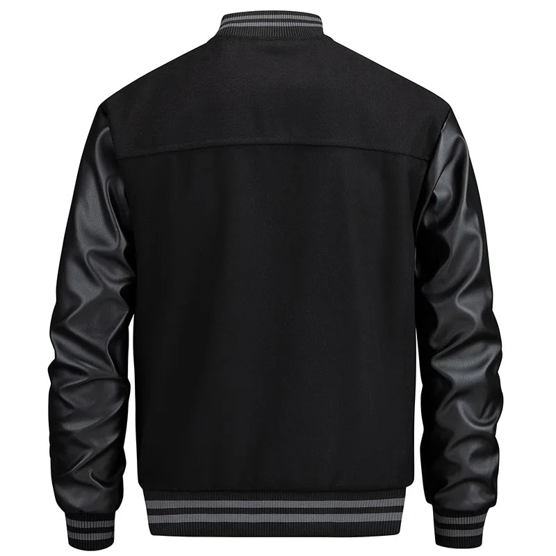 Men's Embroidered Varsity Jacket with Classic Letter Patch Streetwear Style