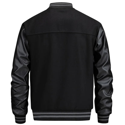Men's Embroidered Varsity Jacket with Classic Letter Patch Streetwear Style